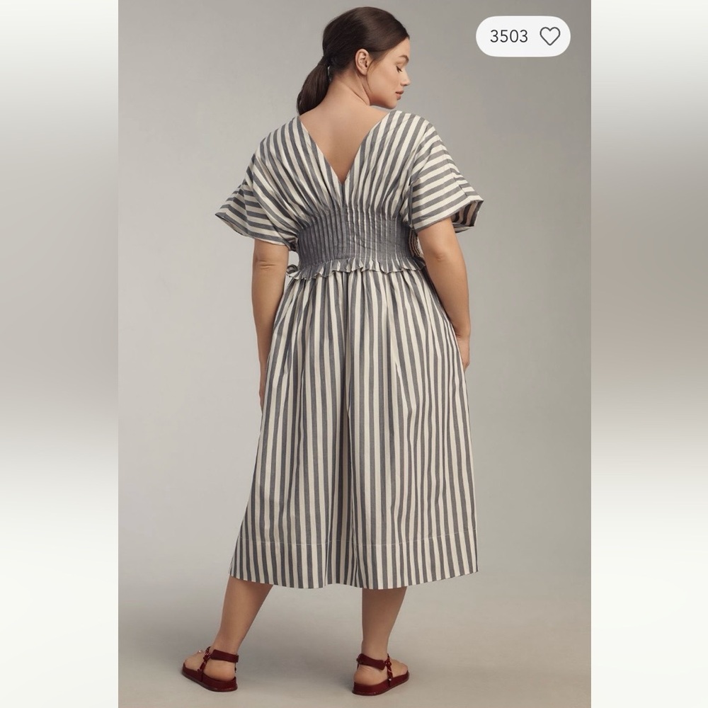 NWT By Anthropologie V-Neck Zip-Front Midi Dress - Picture 8 of 12